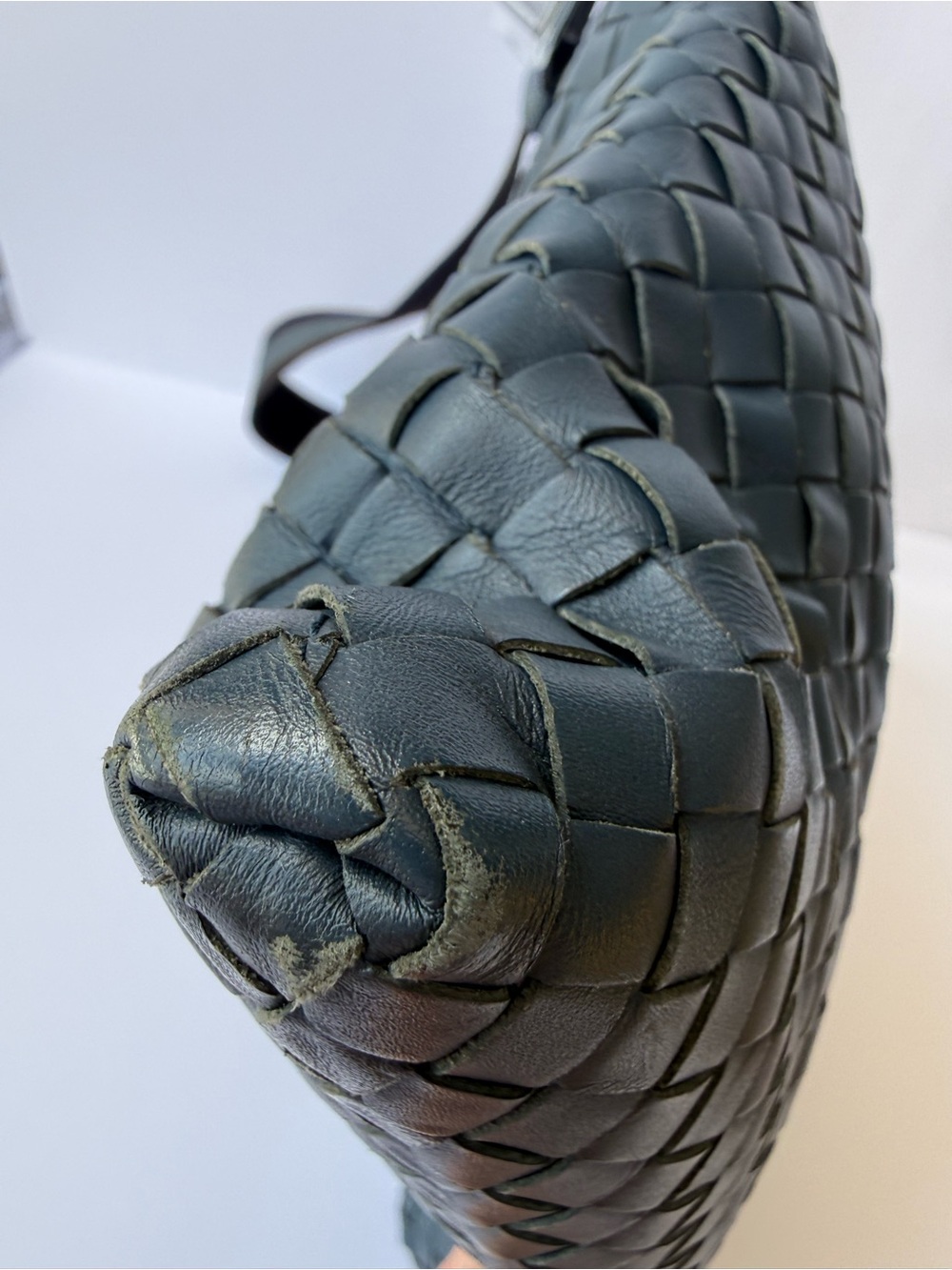 Bottega Veneta Slate Blue Intrecciato Leather Crossbody Tote/ clutch- Unisex! - Picture 8 of 17